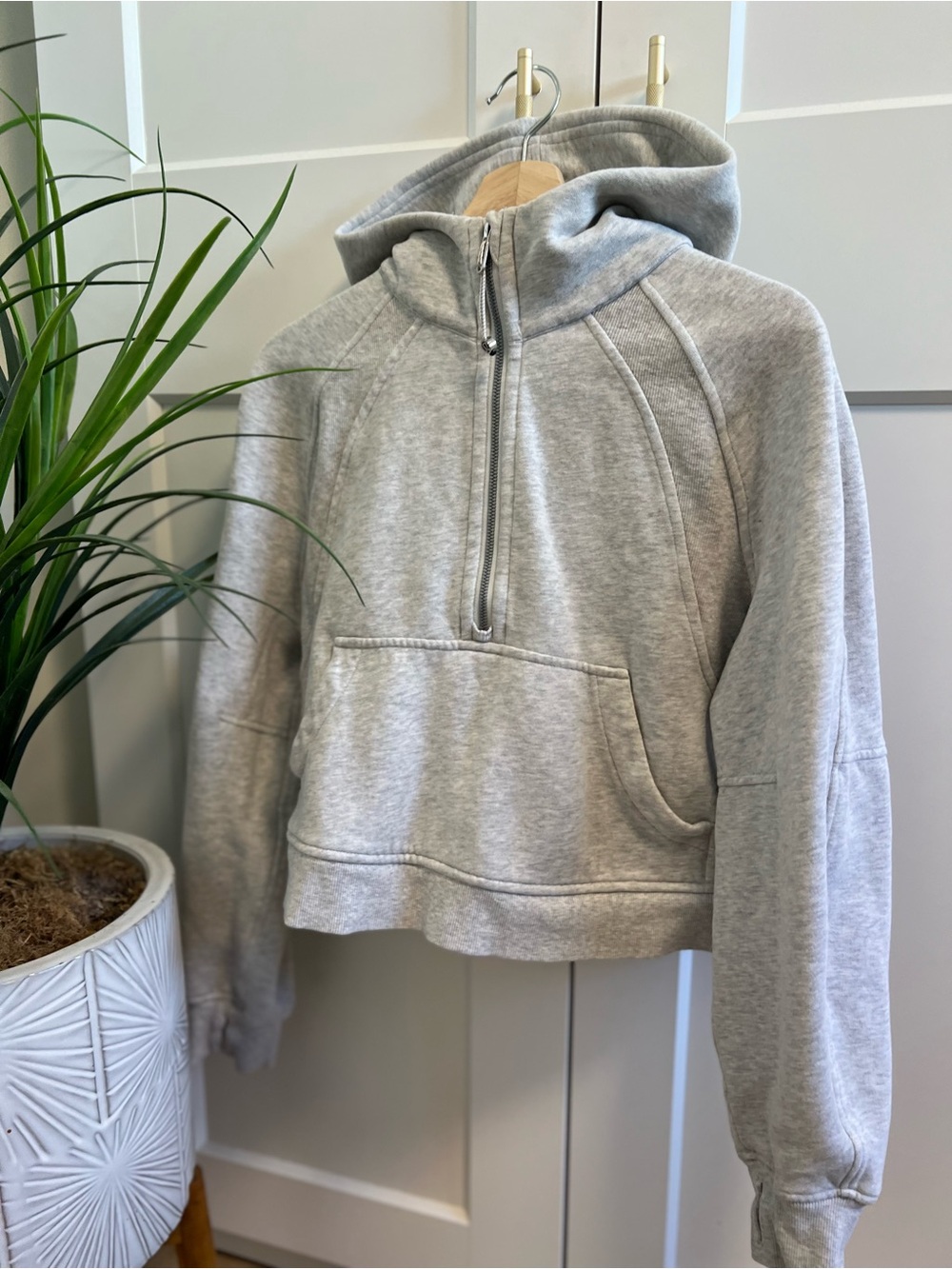 Lululemon Scuba Oversized Half-Zip Cropped Hoodie Heather Grey